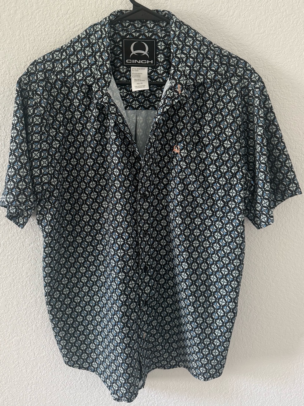 Cinch Men's Navy Geometric Short Sleeve Polo